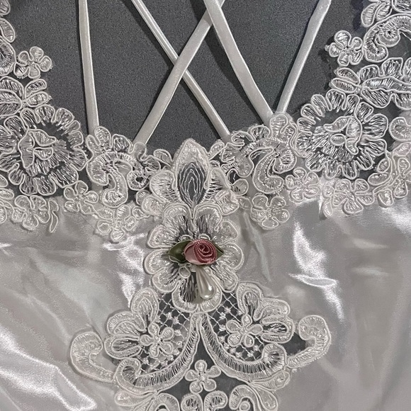 Vintage California Dynasty Satin Camisole Nightgown Lingerie Sz L White - Picture 7 of 12
